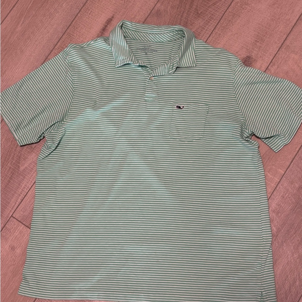 Vineyard Vines Men's Green Striped Polo Shirt